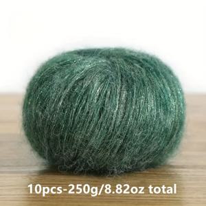 10개입-250g/8.82oz 총 모헤어 울 실, 핸드메이드 DIY 공예, 멀티컬러, 그라데이션, 투톤, 싱글톤 텍스처, 두꺼운 실뭉치, 뜨개질, 크로셰, 부드럽고 따뜻한 패션 스웨터, 스카프, 모자, 장갑용