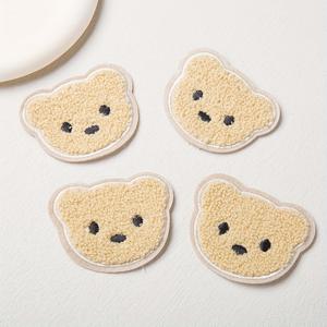 10개 갈색 곰 패브릭 자수 패치, DIY 의류 액세서리, 접착제 없음