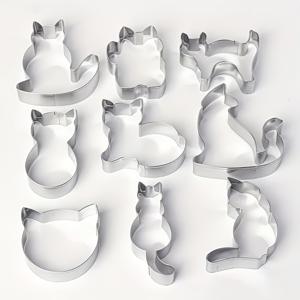 9개/1세트 3D 만화 테마 고양이 쿠키 커터, 쿠키 몰드 압착에 사용 가능, 쿠키 몰드, 스테인리스 스틸 디저트 몰드, 프린팅 베이킹 몰드, 창의적인 만화 동물 모양, 크리스마스, 발렌타인데이, 추수감사절에 적합