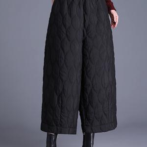 가을 겨울 신상 캐주얼 빅사이즈 바지, 레트로 문학적인 누에고치형 살 감싸는 슬림핏 팬츠 실제 사진