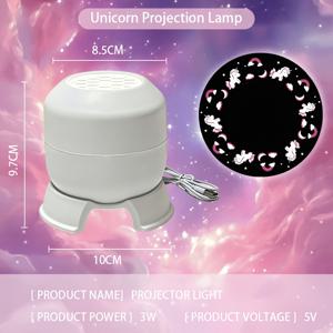 크리에이티브 LED 프로젝터 무드등, 유니콘 프로젝션 램프, 360° 회전 프로젝션 데스크 램프, 침실, 게임룸, 거실용 USB 플러그인 앰비언트 조명, 캠핑 RV 할로윈 장식 조명