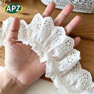 APZ 브랜드 화이트 오픈워크 자수 레ース 트림, DIY 소파 쿠션, 커튼, 스커트 밑단 원단, 의류 장식 액세서리용