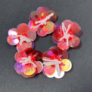레드 스팽글 대형 꽃 패치 5개 세트 - 의류 가방 신발 장식용 다용도 다리미 붙이 DIY 아플리케 액세서리