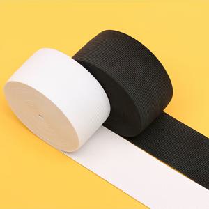 고탄성 내구성 넓은 평면 탄성 밴드. 2롤 X 4M 길이 X 4Cm 폭 검정색 및 흰색 고탄성 탄성 밴드 (의류, 바지 허리, 매트리스 커버용). 가정용품, 바지 허리 및 머리띠용 고무 로프. 의류용 재봉 용품