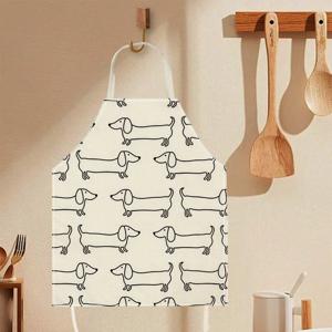귀여운 닥스훈트 앞치마 1개, 요리, 베이킹 및 주방용 - 사실적인 닥스훈트 머리와 꼬리 디자인, 닥스훈트 프린트 포함, 내구성 있고 세척이 쉬운 십대용 앞치마, 닥스훈트 애호가를 위한 선물, 2D 평면