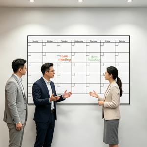 오버사이즈 무일자 드라이이레이스 벽걸이 플래너 48x32인치, 재사용 가능한 대형 그리드 벽걸이 플래너, 마커 2개 및 탈착식 접착 도트 20개 포함, 사무실 스케줄링, 교사 수업 계획, 가정용 피트니스 트래킹용