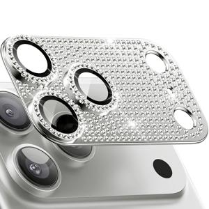 아이폰 18 Pro Max 18 Pro 17 Pro Max 17 Pro 호환 고급 블링 글리터 라인스톤 카메라 렌즈 보호기, 메탈 렌즈 카메라 보호 안경