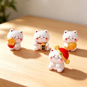 4개 행운 상자 고양이 미니 피규어, 수집용 피규어 홈 데코, PVC 재질, 조경, 정원 분재, 풍경, 창의적인 홈, 방 침실, 데스크탑 사무실, 차량 센터 콘솔, 휴일 장식