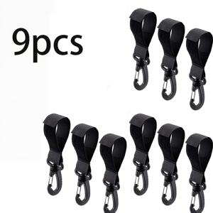다용도 面。钩 및 루프 플라스틱 후크 9개, 배터리 카트, 자동차 뒷좌석, 케이블 하드웨어 공구 정리용 후크, 야외 보트용 버클, 페달보드용 매직 클립 듀얼 팩, 휴대용 카약 고정 액세서리