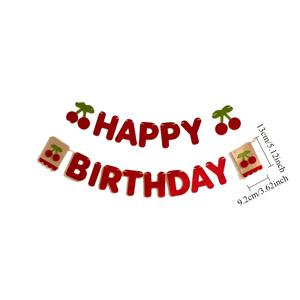YUN 체리 테마 생일 축하 배너 17개 세트, 빨간색 글자와 체리 장식 포함 - 생일, 파티, 사진 배경, 벽 장식용 - 걸기 쉬움 - / 야외 장식 및 할로윈과 크리스마스에 완벽
