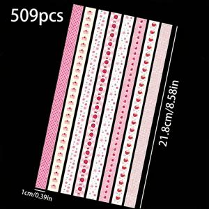 달콤한 핑크톤 딸기 프린트 별 스트립 (509개) 성인용 소원 별 수제 종이, 선물 상자 분위기 연출 장식 공예 재료, 성인 수제 접기 소원 별