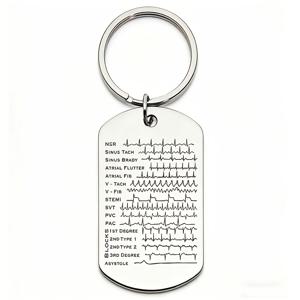 1개, 의료 EKG 군용 강아지 태그 스테인리스 스틸 키체인 - 재미있는 기념 키체인, 간호사 날, 생일, 휴일, 졸업 시즌 선물 기념에 적합, 의료 친구, 가족, 동료에게 이상적