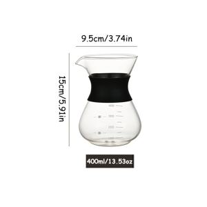 1개 유리 커피 포트, 200ml/400ml 수동 핸드 드립 커피 메이커 유리 포트, 고 붕규산 유리 커피 드리퍼 브루어, 유리 카라페 차 커피 라떼 포트 주전자 피처