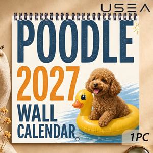 2027년 벽걸이 달력, 2027년 푸들 벽걸이 달력, 12개월 년간 정리 및 습관 추적기, 트윈 와이어 스파이럴 바인드 월간 플래너, 엄마, 여성, 동료 및 교사를 위한 풀 테마 선물