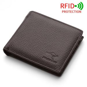 남성용 숏 지갑 1개, 최상급 소가죽 제작, 대용량 비즈니스 캐주얼 남성 패션 지갑, RFID 차단 도난 방지 다기능 슬림 카드 홀더, 내부 지퍼 포켓 1개, 큰 지폐 수납공간 2개, 카드 슬롯 6개, 휴대용 천연 가죽 지갑, 일상 외출용, 선물용으로 적합