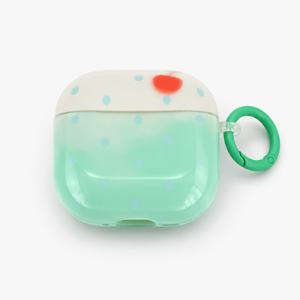 화이트 그린 물방울 무늬 컬러 블록 Apple 및 링 이어폰 케이스, Apple Airpods 5 케이스/Apple 케이스/Apple Airpods Pro 2 케이스/Apple Airpods 4 케이스/Apple Airpods 3 케이스/Apple 케이스에 적합, 패셔너블 여성용 이어폰 케이스, 간편