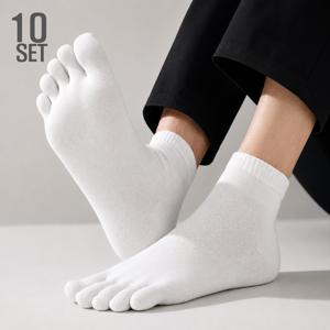남성용 발가락 양말 10족 세트 (중목)- 운동,땀흡수,무좀,땀흡수,사계절,냄새방지,남자