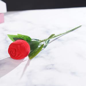 1개 단일 장미 꽃 모양 반지 상자 인조 장미 보석 상자 창의적인 프로포즈 발렌타인데이 선물
