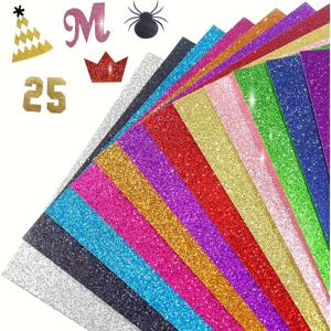 40장 20색 글리터 카드스톡, 250gsm 컬러 글리터 종이, 비발기 A5 반짝이는 골든 & 실버 아트 크래프트 용지 - 스크랩북, 카드 만들기, DIY