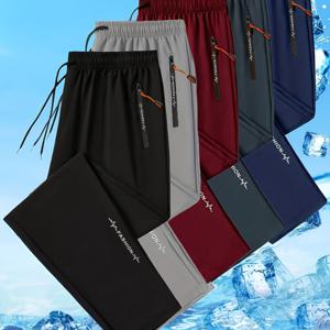 5피스 남성용 캐주얼 스포츠 바지, 허리 드로스트링, 지퍼 포켓, 통기성 폴리에스터, 러닝, 헬스, 사계절에 적합