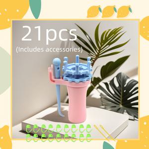 교체형 헤드가 있는 21개입 양면 땋기 도구 - DIY 땋기, 끈 감기, 코바늘 & 직조용, 팔찌 만들기용 끈 감개, 초보자 & 전문가용 땋기 펜, 핸드메이드 로프 공예용 도구