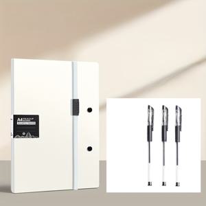 1개 접이식 폴더, 양방향 숄더 스트랩 포함, 사무실/학교 여행용 문서 정리함으로 사용 - 안전한 잠금 장치와 간편한 디자인의 휴대용 브리프케이스, 젤 펜 3개 포함