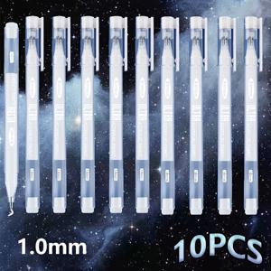10개 흰색 하이라이터 젤 펜 세트, 0.6mm 및 1mm 두 가지 팁 사이즈, 부드러운 불투명 잉크, 가는 팁, 검은색 종이 드로잉, 저널링, 핸드 레터링, 카드 제작 및 미술 공예용