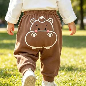 여름 아동용 빅 사이즈 PP 바지 남아 여아 단색 하렘 바지 귀여운 아기 캐주얼 롱 팬츠 유아용 탄성 허리 넉넉한 힙 밴드 바지 소형 아동용 귀여운 만화 프린트 조거 아우터 통기성 아동용 바지, 야외용