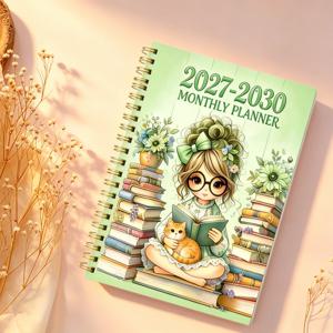 2027-2030년 월간 플래너/캘린더 - 2027년 1월 ~ 2030년 12월, 4년 월간 계획 액자, 멀티 컬러 여성 캐주얼 독서 테마 커버 디자인 다이어리, 연간 캘린더 계획, 월별 라벨, 48개월 캘린더