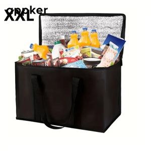 XL/XXL 대용량 보온 보냉 도시락 가방 - 튼튼한 지퍼가 있는 고강도 냉온 겸용 냉장 핸드백, 캠핑, 피크닉, 해변, 사무실용 - 몇 시간 동안 보온/보냉 가능(테이크아웃, 배달), 도시락통, 캠핑 식기, 비식품 직접 접촉용
