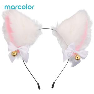 Marcolor 플러시 고양이 귀 코스프레 헤어밴드, 귀여운 동물 귀 머리 장식, 할로윈 코스튬 헤어밴드, 여자친구를 위한 크리스마스 할로윈 휴일 선물
