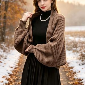 플러스 사이즈, 신상 가을/겨울 숄, 촘촘한 메쉬, 패셔너블하고 활용도 높은 따뜻한 긴소매 가디건, 스타일리시한 여성용 긴소매가 두꺼워진 아우터웨어