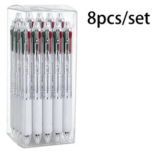 8개/세트 4-in-1 멀티 컬러 액체 잉크 볼펜, 0.5mm 신축성 있는 멀티 컬러 펜, 검정, 빨간색, 파란색, 초록색 다용도 잉크펜, 부드럽고 편안한 터치감, 학교 사무실 일상 필기용, 선생님 선물