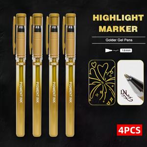 4개 세트 간판 펜, 젤 펜, 1.0mm 선폭 팁, (골드, 실버) 옵션, 부드럽고 번짐 없는 필기, 서명, 라벨링, 인사말 카드 제작, 드로잉 및 미술에 적합
