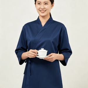 스시 셰프 남녀공용 3/4 소매 일본 기모노 주방 작업복 셰프 재킷 남성 여성