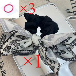 4pcs 세트 (헤어 클로 클립 1개 및 머리끈 3개) 여성용 브라운 마카다미아 꽃 리본 헤어 클로 클립, 스타일, 빅 사이즈 헤어 클립, 여성 헤어 액세서리, 데일리 캐주얼 및 야외 휴가 착용에 적합