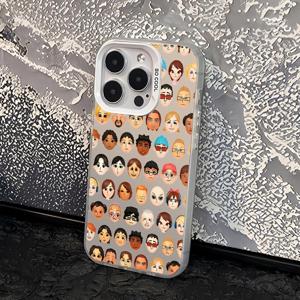 귀여운 만화 캐릭터 핸드폰 케이스: 활기찬 하드 하프랩 렌즈 커버, 14 Pro 시리즈, 폰 13 보호용, 11/12 호환, 15 Plus/14 Pro 13/12 호환, 14/13/12/15 Pro 호환