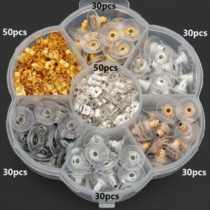 250개입 박스 DIY 귀걸이 고정핀 및 귀마개 키트, & 나비 귀마개 포함, 피쉬훅 귀고리, 나비형 귀마개, DIY 주얼리 부자재, 일상용 스터드 귀걸이 고정핀, 공예용 액세서리용