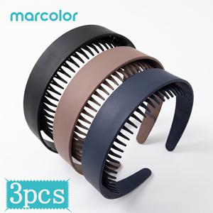 Marcolor 3개 2중 레이어 헤어밴드 세트 여성용 얼굴 세정 마스크 헤어밴드 무광 이빨 미끄럼 방지 헤어 클립 이마 곱슬머리 정리 인성 헤어웨어