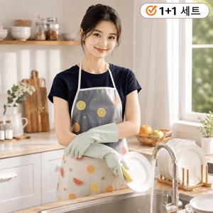 주방용 투명 방수 앞치마 2개 세트, 90x70cm 대형 사이즈, 방오 코팅으로 얼룩 걱정 없이 간편 관리, 과일 프린트, 2종 디자인 선택
