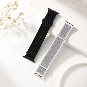 2개 검정 흰색 스포츠 나일론 루프 밴드, Iwatch 밴드 호환 (38mm, 40mm, 41mm, 42mm, 44mm, 45mm, 46mm, 49mm), 여성 남성용, 조절 가능한 통기성 브레이드 스트랩, Iwatch Series 10/9/8/7/6/5/4/3/Se/Ultra 호환, 친구 및 가족 선물