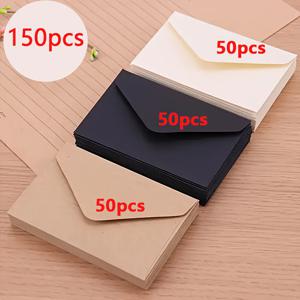 150개 빈티지 크래프트 종이 봉투, 자체 접착 미니 사이즈 - 매트 마감, 명함, 결혼식 초대장, 창의적인 메일링에 완벽 - 다양한 색상: 화이트, 베이지, 블랙 - 발렌타인데이, 생일 등에 이상적 - 선물 카드 보관 | 우아한 포장 | 크래프트 종이 소재