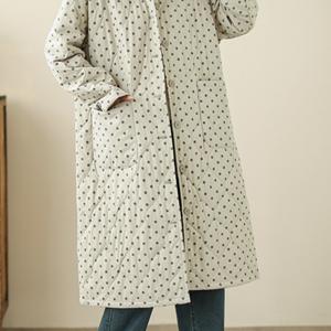 2025 가을 겨울 신상 도트 여성용 긴 두꺼운 보온 코트