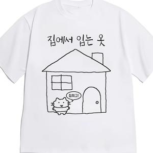 일본 스타일 패턴 티셔츠 - 남녀공용 라운드넥 반팔 상의, A라인 컷, 캐주얼 여름 의류, 세탁기 사용 가능, 모든 체형에 적합