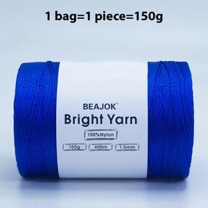 BEAJOK 1.5mm 속이 빈 광택 있는 실, 코바늘 뜨개질, 땋기 및 기타용 - 150g 100% 나일론 미세 실, 다양한 색상 옵션(밝은, 하늘색 등) 모자, 가방, 샌들, 컵 커버 DIY 공예용