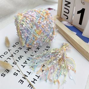 1개 100G 멀티컬러 혼합 털실, 마카롱 컬러풀 프린지 레이스 털실, 손뜨개 신상 고급 털실 (뜨개질 & 코바늘 뜨개용), 가방 머리끈 & 수제 장식 & 공예 프로젝트에 사용