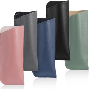 5개 부드러운 안경 케이스 세트, 파우치, 돋보기 안경 홀더, 남성 및 여성을 위한 휴대용 안경 케이스, 열쇠, 보석류 및 신용카드 정리함