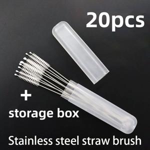 보관함 포함 스테인리스 스틸 청소 브러시 20개, 재사용 가능한 가정용 주방 도구, 유리잔, 금속 빨대 등에 적합! 전기 없이 주방 청소하기에 이상적