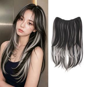 Rifeeny 24인치 투톤 레이어드 클립인 헤어 익스텐션, 볼륨감 추가용, 재사용 가능한 컬리 가발 조각, 내구성 있는 합성 섬유, 가벼운 데일리용, 역할극, 할로윈 파티 & 즉석 하이라이트용