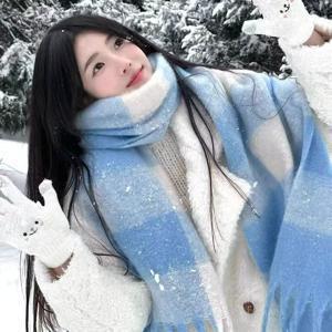 부드럽고 따뜻한 겨울용 프リンジ 숄, 플러시 강아지 꼬리 술 장식, 방풍 칼라, 캐주얼 의상용, 크리스마스 및 할로윈 코스튬 액세서리, 신축성 없는 손세탁 스카프 - 편안한 선물